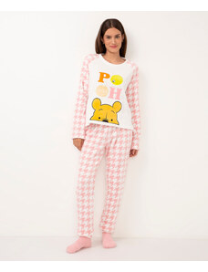 C&A pijama de fleece manga longa pooh rosa
