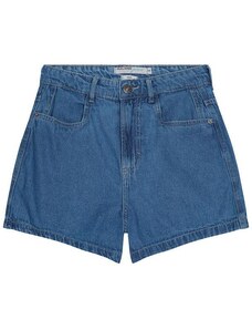 Malwee Shorts Mom Jeans Cintura Alta Azul