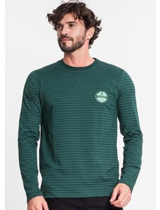 Diametro Camiseta Manga Longa em Cotton Listrado Verde