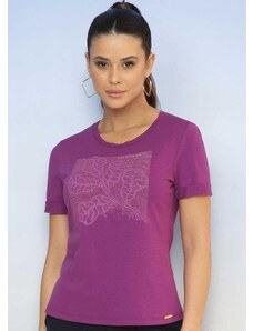 Cativa T-Shirt Feminina Estampada com Glitter Roxo