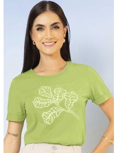 Cativa T-Shirt Feminina Estampada com Glitter Verde