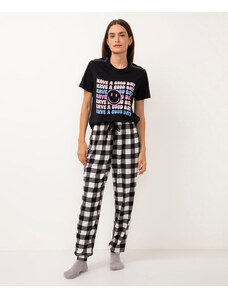 C&A calça de pijama jogger xadrez preto