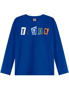Tigor Camiseta Manga Longa Masculina Infantil Azul