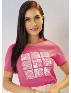 Cativa T-Shirt Feminina Estampada com Fóil Rosa