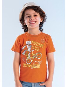 Cativa Kids Camiseta Estampada Brilha no Escuro Laranja