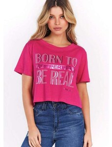 Camiseta Feminina Malha Born To Be Real Planet Girls Rosa Escuro Rosa Escuro