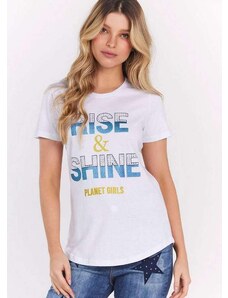 Camiseta Feminina Malha Rise & Shine Planet Girls Branco Branco
