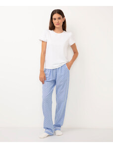 C&A pijama de algodão longo bordado e poá off white