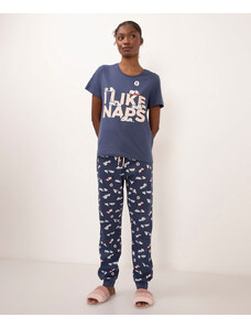 C&A pijama de algodão com calça jogger snoopy azul marinho