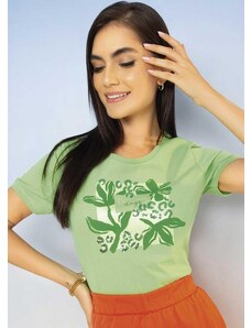 Cativa Blusa Feminina em Meia Malha Estampada Verde