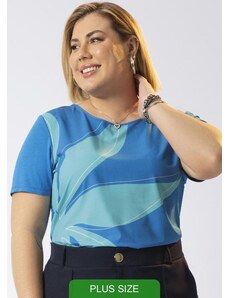 Cativa Plus Size Blusa Feminina com Estampa Sublimática Azul