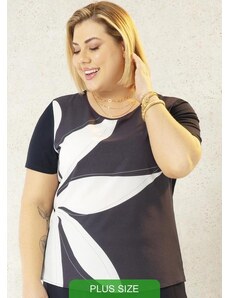 Cativa Plus Size Blusa Feminina com Estampa Sublimática Preto