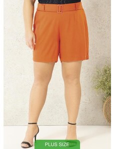 Cativa Plus Size Shorts Feminino Plus Size com Cinto Amarelo
