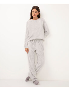 C&A pijama longo de fleece texturizado cinza claro