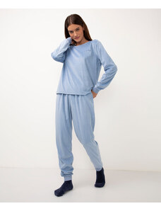 C&A pijama de plush manga longa cozy vibes azul