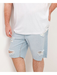 C&A bermuda jeans slim destroyed com bolsos azul claro
