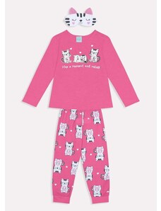 Kyly Pijama com Mascara Infantil Menina Rosa
