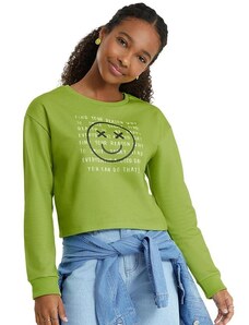 Amora Blusa Cropped Teen Estampado Menina Verde