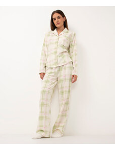 C&A pijama americano de fleece xadrez verde claro