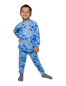Cia Da Malha Pijama Suede Estampado Masculino Infantil Azul