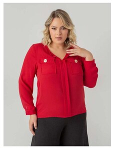 Susie Modas Camisa Chiffon Bolso Feminino Vermelho