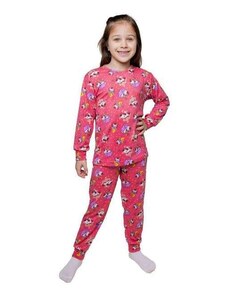 Cia Da Malha Pijama Suede Estampado Feminino Infantil Rosa