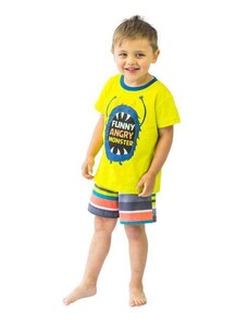 Cia Da Malha Pijama Verao Masculino Infantil Brilha no Escuro Amarelo