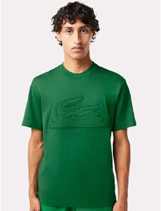 Camiseta Lacoste Masculina Relaxed Fit Quilted Badge Jersey Verde