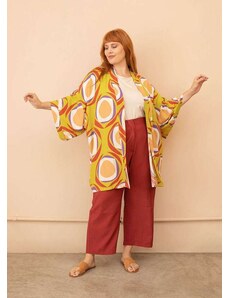 Bold Maxi Kimono Yoko Plus Size Amarelo