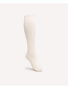C&A meia de tricot cano longo off white