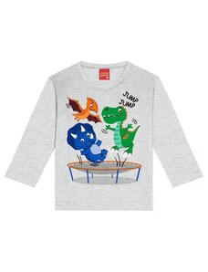 Kyly Camiseta Infantil Estampa de Dinossauros Cinza