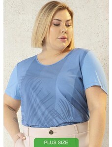 Cativa Plus Size Blusa Feminina com Estampa Discreta Azul