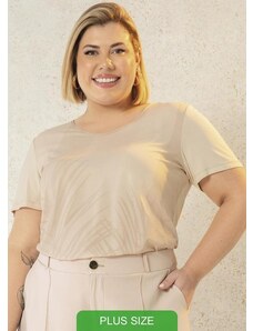 Cativa Plus Size Blusa Feminina com Estampa Discreta Bege
