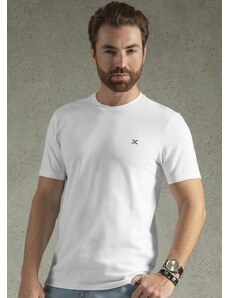 Exco Camisa de Algodão Premium com Bordado Branco
