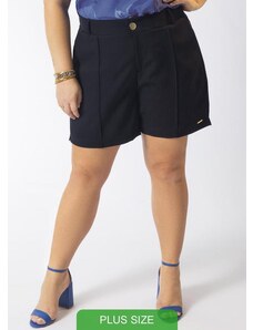 Cativa Plus Size Shorts Feminino Plus em Alfaiataria Preto