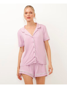 C&A pijama americano de viscose manga curta lilás