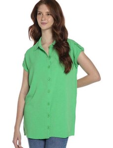 Camisa Feminina Malha Detalhe Manga Polo Wear Verde Escuro Verde Escuro