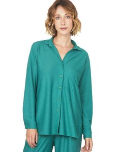 Camisa Feminina Básica Lisa com Bolso Polo Wear Verde Médio Verde Médio