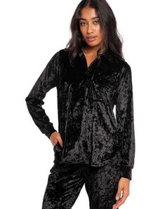 Camisa Feminina Veludo Lisa com Bolso Polo Wear Preto Preto