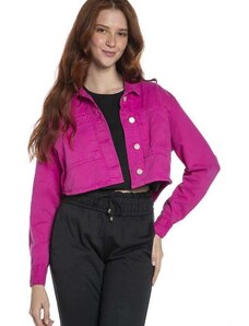 Camisa Curta Feminina Malha Bolsos Polo Wear Rosa Escuro Rosa Escuro