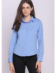 Camisa Feminina Mista Básica Lisa Polo Wear Azul Claro Azul Claro