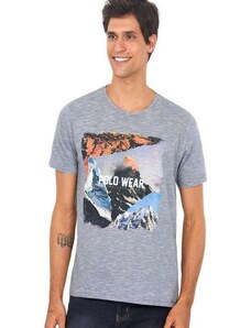 Camiseta Masculina Estampa Everest Polo Wear Cinza Médio Cinza Médio