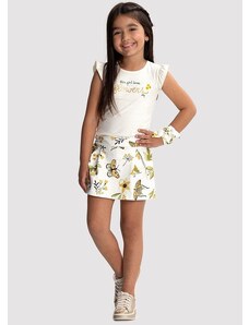 Alakazoo Conjunto Infantil Menina com Shorts-Saia Estampado