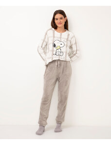 C&A pijama de fleece manga longa snoopy cinza