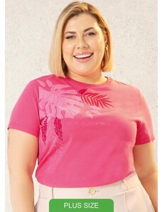 Cativa Plus Size Blusa Feminina Estampada com Relevo Rosa