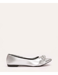 C&A sapatilha bico fino com laço metalizada oneself prata