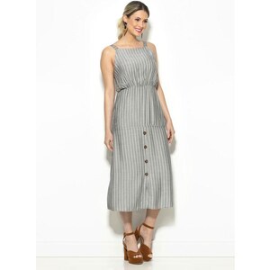 vestido midi listrado colcci