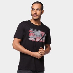 Camiseta Calvin Klein Masculina Slim Logo Flamê Branca