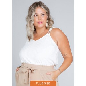 Secret Glam Regata Feminina Plus Size Branco 