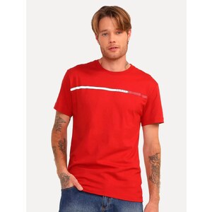 Camiseta Tommy Hilfiger Masculina Two Tone Chest Stripe Vermelha 